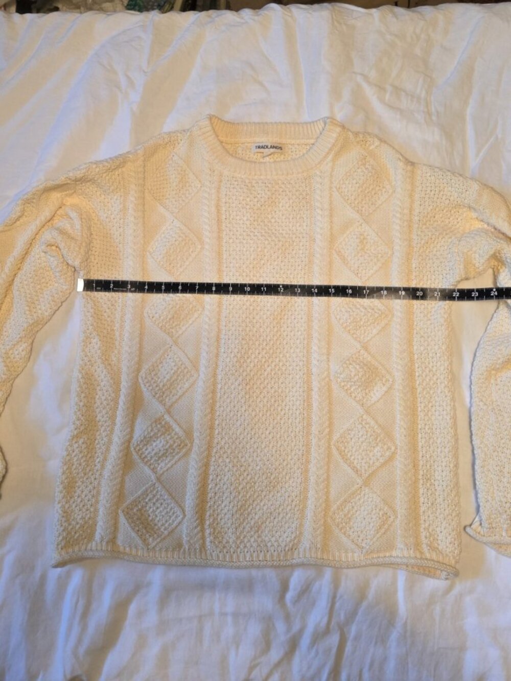 Tradlands Modern Fisher Sweater in Shell (creme) size L
